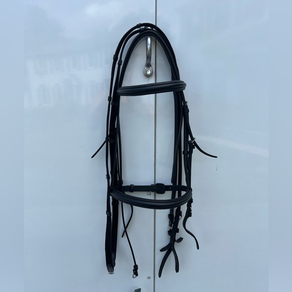 HDR Black leather bridle with webbed reins - size choice